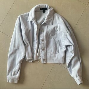 Light blue corduroy drop shoulder crop cropped jacket